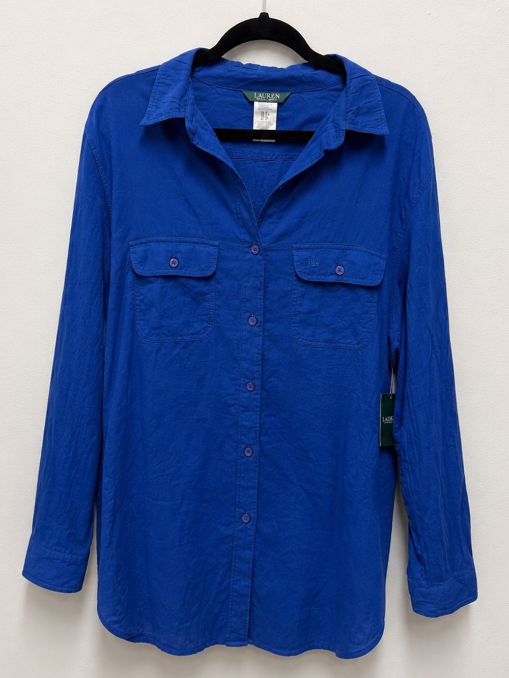 Lauren Ralph Lauren Cobalt Blue Button-Down Swim Coverup